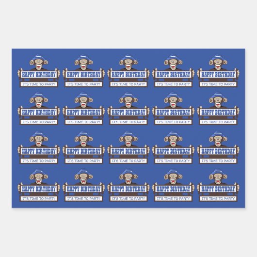 Cheeky Monkey Verjaardagsfeest Verpakkende Papiere Inpakpapier Vel (Voorkant)