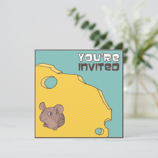 Cheeky Mouse Birthday Party Invitation Kaart (Staand voorkant)