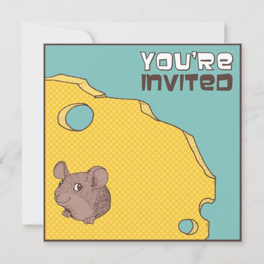 Cheeky Mouse Birthday Party Invitation Kaart (Voorkant)