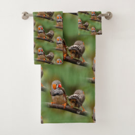 Cheeky Paar of Zebra Finches Songbird Bad Handdoek