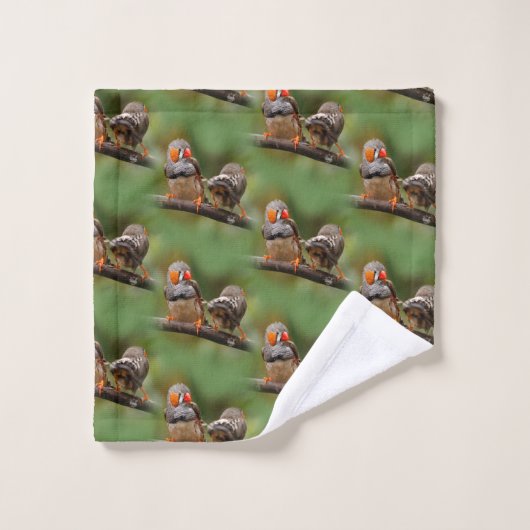 Cheeky Paar of Zebra Finches Songbird Bad Handdoek (Wasdoekje)