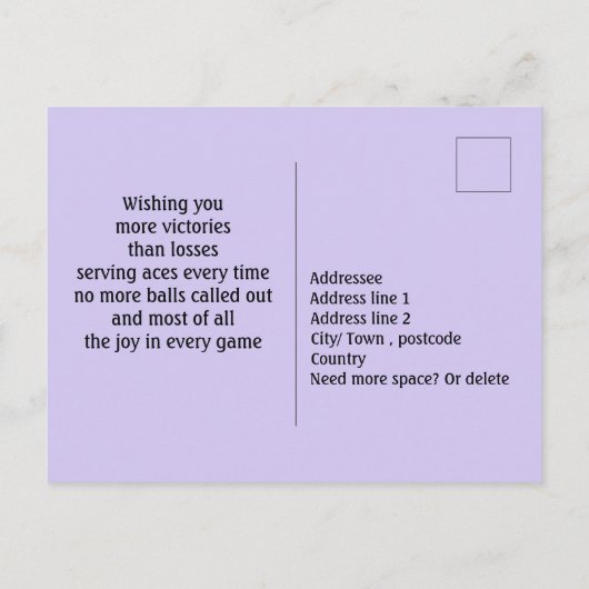 Cheeky Paarse Tennis 🎾 Happy Birthday Briefkaart (Achterkant)