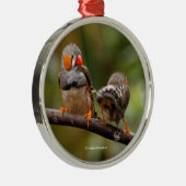 Cheeky Pair van Zebra Finch Songbird Metalen Ornament (Rechts)