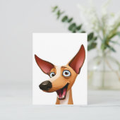 Cheeky Podenco - Playful Cartoon Hound Briefkaart (Staand voorkant)