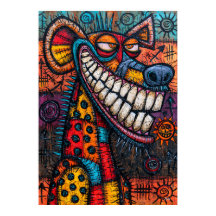 Cheeky Psychedelic Hyena With Giant Toothy Grin