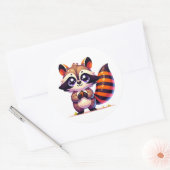 Cheeky Raccoon Capers: Kleurrijke Sticker Design (Envelop)