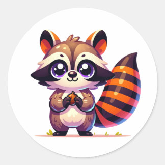 Cheeky Raccoon Capers: Kleurrijke Sticker Design