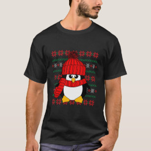 Cheeky Red Penguin Poinsettia Lelijk Kerstzweet T-shirt