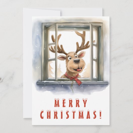 Cheeky Rendier Vrolijk Kerstfeest Feestdagenkaart (Voorkant)