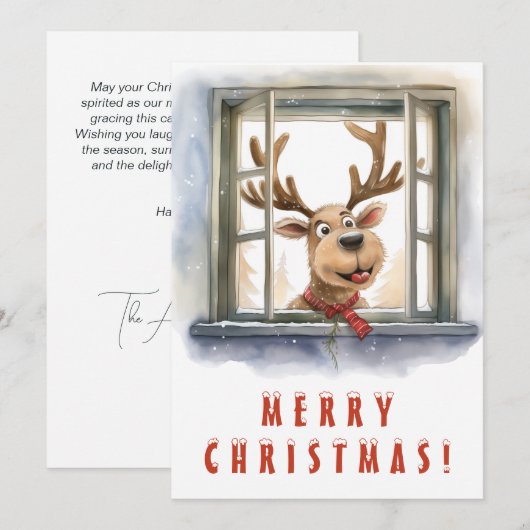 Cheeky Rendier Vrolijk Kerstfeest Feestdagenkaart (Voorkant / Achterkant)