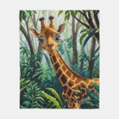 Cheeky Schattigee Cartoon Giraffe Verbergen in Bom Fleece Deken (Voorkant)