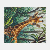 Cheeky Schattigee Cartoon Giraffe Verbergen in Bom Fleece Deken (Voorkant (Horizontaal))