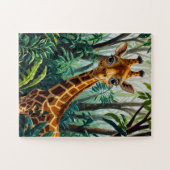 Cheeky Schattigee Cartoon Giraffe Verbergen in Bom Legpuzzel (Horizontaal)