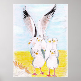 Cheeky Sea gulls Poster