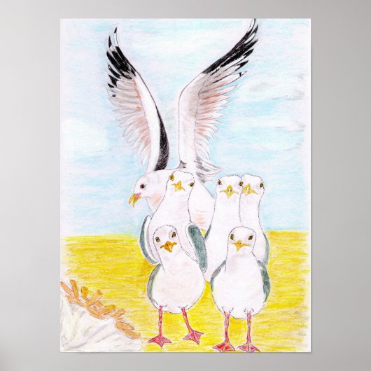 Cheeky Sea gulls Poster (Voorkant)