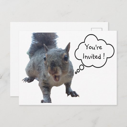 Cheeky Squirrel Je bent uitgenodigd voor Briefkaar Briefkaart (Voorkant / Achterkant)