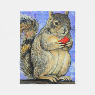 Cheeky Squirrel Painting Fleece Blanket Deken