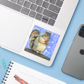 Cheeky Squirrel Painting Sticker (Laptop met iPhone)