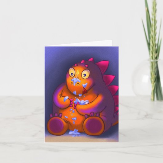 Cheeky Stegosaurus Eating Cake Birthday Card Bedankkaart (Voorkant)