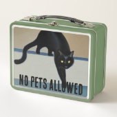 Cheeky Whimsical Black Cat Metal Lunch Box (Voorkant)