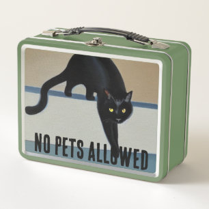 Cheeky Whimsical Black Cat Metal Lunch Box