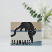Cheeky Whimsical Black Cat Salem Massachusetts Briefkaart (Staand voorkant)