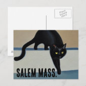 Cheeky Whimsical Black Cat Salem Massachusetts Briefkaart (Voorkant / Achterkant)