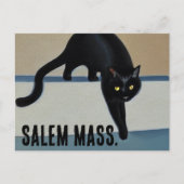 Cheeky Whimsical Black Cat Salem Massachusetts Briefkaart (Voorkant)