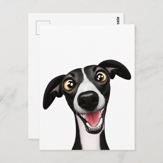Cheeky Whippet in een schattige cartoon kunst Briefkaart (Voorkant / Achterkant)