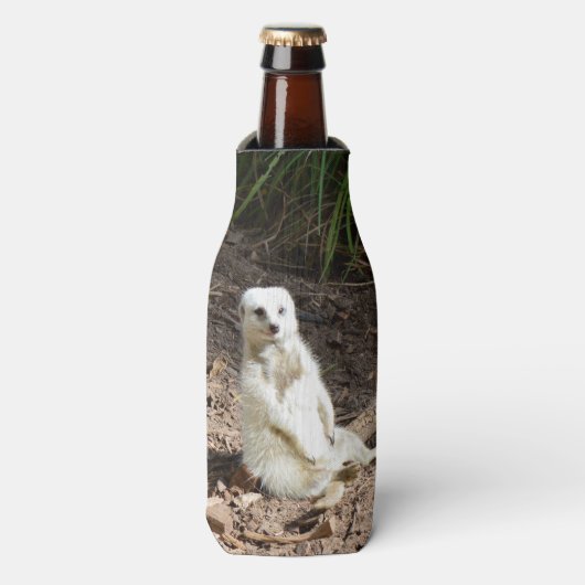 Cheeky White Meerkat Flesjeskoeler (Fles Voorkant)