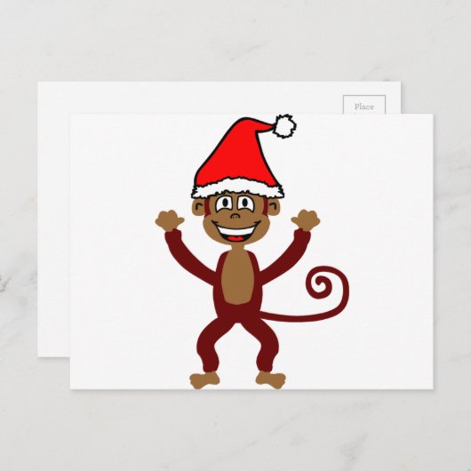Cheeky Xmas Monkey Feestdagenkaart (Voorkant / Achterkant)