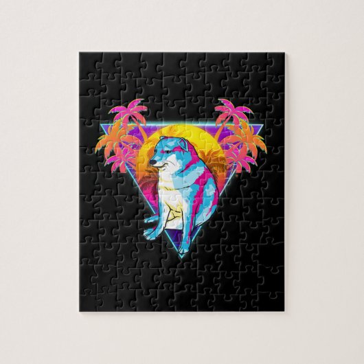 Cheems Dog Funny Shiba Inu Meme 80s Vaporwave Legpuzzel (Verticaal)