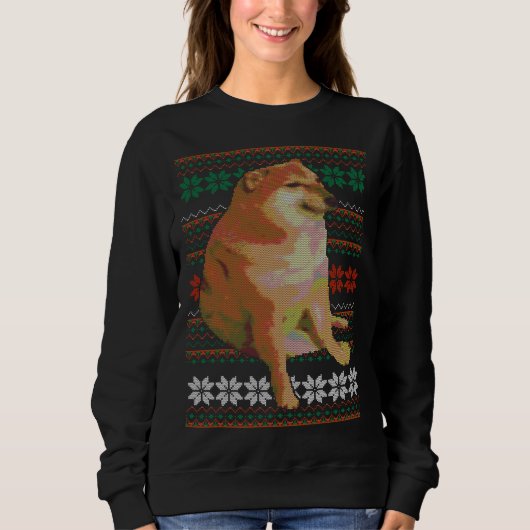 Cheems Lelijke Kersttrui Doge Meme Design Trui (Voorkant)