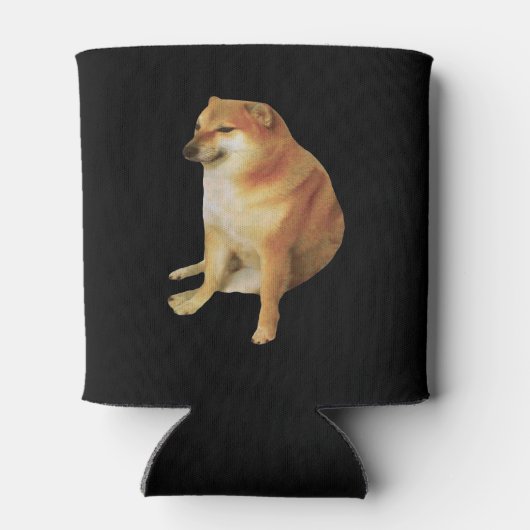 Cheems Meme Dubbelzijdig Zwart Blikjeskoeler (Achterkant)