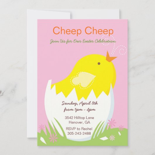 Cheep Cheep Yellow Chick Easter Party Invitation Kaart (Voorkant)