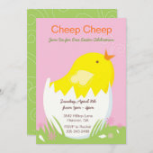 Cheep Cheep Yellow Chick Easter Party Invitation Kaart (Voorkant / Achterkant)