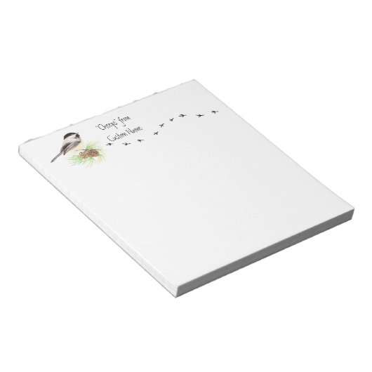 "Cheeps from Custom Name" Chickadee, Bird Tracks Notitieblok (Schuin)