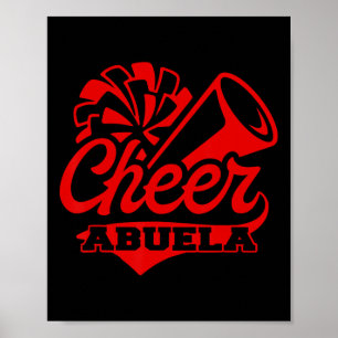 Cheer Abuela Grootste Fan Zwart En Rode Pom Pom Poster