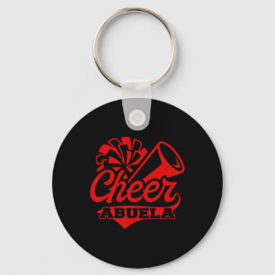 Cheer Abuela Grootste Fan Zwart En Rood Pom Pom Sleutelhanger