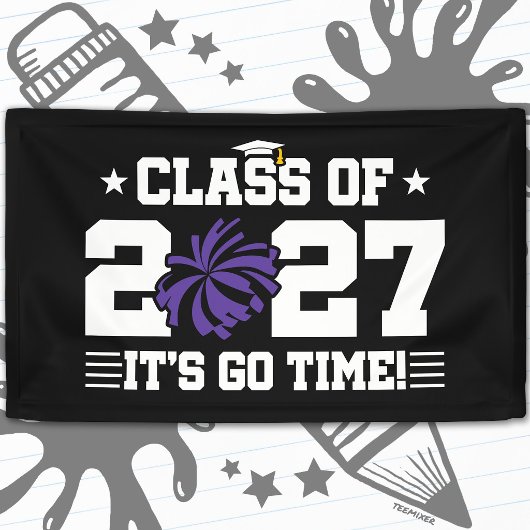Cheer Afstudeer Pom Poms Eindexamenklas 2027 Spandoek