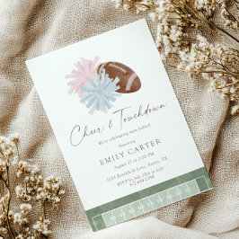 Cheer and Touchdown Twin Baby Shower Kaart