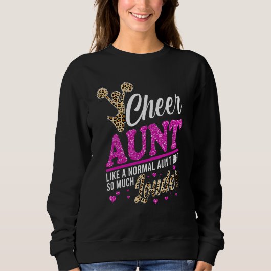 Cheer Aunt Biggest Fan Leopard Print And Pom Pom Trui (Voorkant)