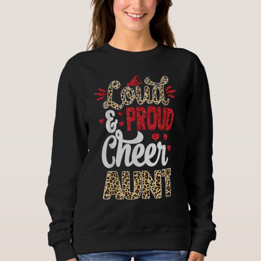 Cheer Aunt Biggest Fan Leopard Print And Pom Pom Trui (Voorkant)