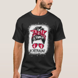 Cheer Aunt Life Messy Bun Cheerleader Bleaching Mo T-shirt