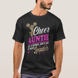 Cheer Auntie Bigst Fan Leopard Print en Pom Pom T-shirt