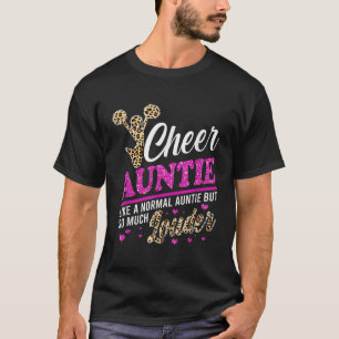 Cheer Auntie Bigst Fan Leopard Print en Pom Pom T-shirt