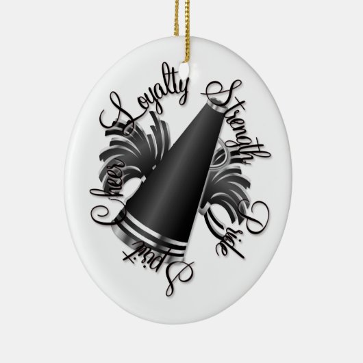 Cheer Black en Silver, met twee zijden bezaaid, si Keramisch Ornament (Rechts)