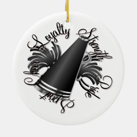 Cheer Black en Silver, met twee zijden bezaaid, si Keramisch Ornament (Achterkant)