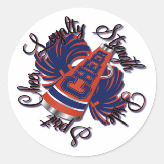 Cheer Blauw en Sinaasappel kwaliteiten Ronde Sticker