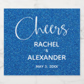 CHEER Blauw Glitter Bruiloft Mousserende Wijn Labe Sparkling Wijnetiket (Enkel label)